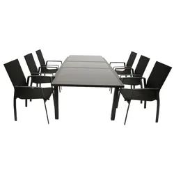Sitzgarnitur Alu Palermo - Material: Aluminium (Gestell) / Glas (Tischplatte) / Textil (Bespannung)