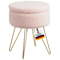 Albatros Hocker mit Stauraum Cannes Sitzhocker mit Stauraum, Modernes Design, Edler Sherpa-Bezug Sitztruhe Sitzbank mit Stauraum optimal als Fußhocker Hocker Schminktisch, Rosa