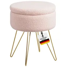 Albatros Hocker mit Stauraum Cannes Sitzhocker mit Stauraum, Modernes Design, Edler Sherpa-Bezug Sitztruhe Sitzbank mit Stauraum optimal als Fußhocker Hocker Schminktisch, Rosa