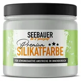 SEEBAUER diy Silikatfarbe Hellgrau 300ml für Innen (No. 222 Grey Stone) Atmungsaktive Mineralfarbe für Allergiker - Abwaschbare Wandfarbe - Grautöne hohe Deckkraft