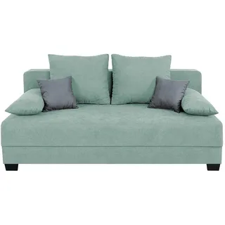 Boxspringsofa - mint-grau - Dauerschläfer mit Staukasten