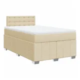 vidaXL Boxspringbett mit Matratze Creme 120x190 cm Stoff