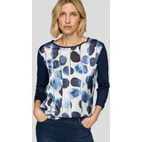 Rabe 3/4-Arm-Shirt RABE, Damen, Gr. 42, pazifik, Web, Obermaterial: 92% Viskose, 8% Elasthan, bedruckt, regular fit taillenbedeckt, U-Boot-Ausschnitt, Shirts 3/4-Arm-Shirt, mit Front-Print