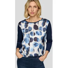 Rabe 3/4-Arm-Shirt RABE, Damen, Gr. 42, pazifik, Web, Obermaterial: 92% Viskose, 8% Elasthan, bedruckt, regular fit taillenbedeckt, U-Boot-Ausschnitt, Shirts 3/4-Arm-Shirt, mit Front-Print