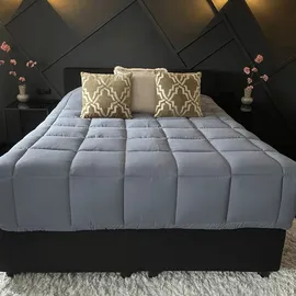 poyet motte made in france Warme Mikrofaser-Bettdecke, Stahl und Silber, 140 x 200 cm – Grau