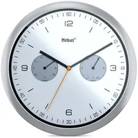 MEBUS Quarz-Wanduhr mit Thermometer und Hygrometer / Kunststoff /