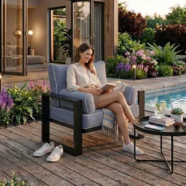 beautysofa Loungesessel VERDINO Stoff 94 x 90 x 87 cm Dunkelgrau