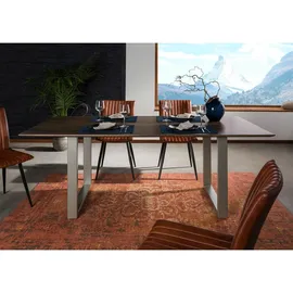 MASSIVMOEBEL24.DE Akazie 200 x 76 x 100 cm grau lackiert/silber