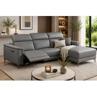 OTTO home Ecksofa LUND, L-Form, 261cm, man. o. elektr. Relaxfunktion (mit USB-A), und Kopfteilverstellung grau