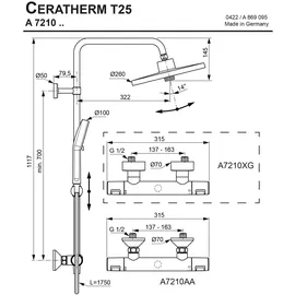 Ideal Standard Ceratherm T25+ Duschsystem Silk Black A7210XG