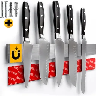 Sidorenko Loco Bird Magnetleiste Messer 40cm - Messerhalter Magnetisch Selbstklebend mit 3M VHB - Extra starker Magnet Messerhalter - Edelstahl magnetic Knife Holder - Messermagnet - Messerleiste Magnetisch