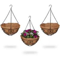 Relaxdays Blumenampel 48 x 31 cm Braun/Schwarz