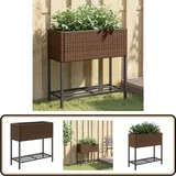 Pflanzkübel mit Ablage Braun Poly Rattan - Pflanzkübel - Blumentopf - Gartenmöbel - Balkonpflanzen - Terrasse