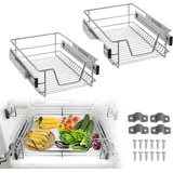 UISEBRT 2x Küchenschublade Teleskopschublade 40cm - Küchenschrank Schrankauszug Schlafzimmerschränke Korbauszug vollauszug(40cm)