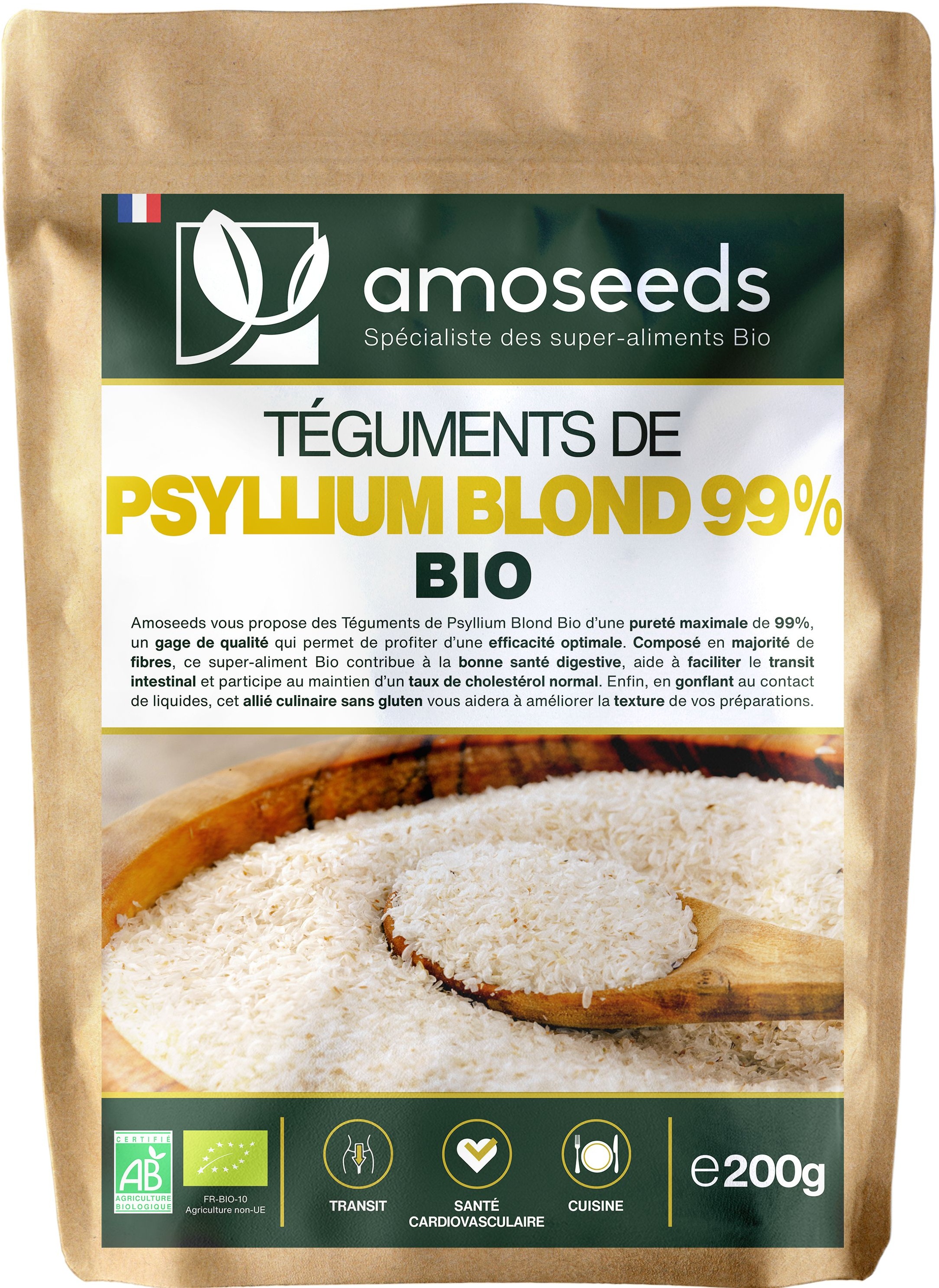 amoseeds PSYLLIUM BLOND BIO (TÉGUMENTS) 200 g granulés