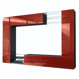 Vladon Wohnwand, Bordeaux, Holzwerkstoff, 262x182.5x39 cm, Wohnzimmer, Wohnwände, Anbauwände