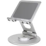 Desire2 Dual Pivot 360 Verstellbarer Ständer für Tablet und Smartphone, Faltbarer Handy-Ständer und sicherer Kindle-Halter sowie Tablet-Halterung, Stabiler Aluminium-Rotations-Handy-Halter