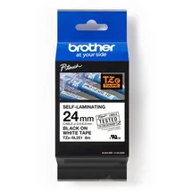 Brother TZe-SL251 schwarz auf weiß 24mm / 8m laminiert selbstklebend