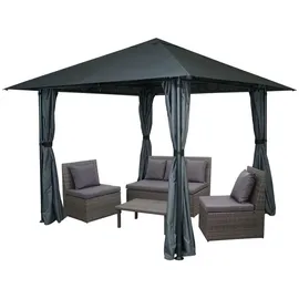MCW Pergola MCW-J63, Garten Pavillon, Terrassenüberdachung mit Seitenwand 3x3m - Anthrazit,
