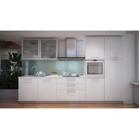 Küchenzeile / Küchenblock Fagali 30, 7-teilig, Farbe: Weiß Hochglanz