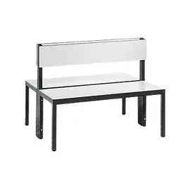 C+P Doppelseitige Sitzbank mit Rückenlehne, Basic Plus, H796xB1000xT760mm, Gestell Schwarzgrau / Dekor Weiß (8060-400)