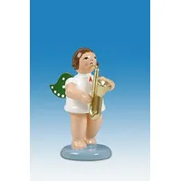 Rudolphs Schatzkiste Holzfigur Engel mit Saxophon ohne Krone Höhe 6cm NEU Holzengel Instrument Seiffen Erzgebirge Figur Dekoration Holzfiguren Weihnachten Fensterschmuck Spielzeug Deko