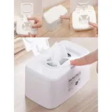 Feuchttücher Box Taschentuch Aufbewahrungsbox Box Feuchtes Toilettenpapier Mit Deckel Nachfüllbare Feuchtes Toilettenpapier Box Hält Tücher Frisch Druckknopf Tragbare Feuchttücherspender (WEISS)