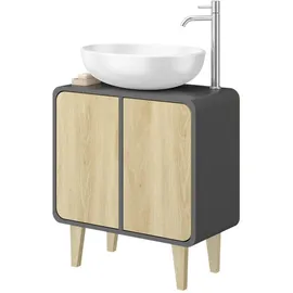Vicco Waschbeckenunterschrank Arla Anthrazit/Goldkraft Eiche, 60 x 61 cm
