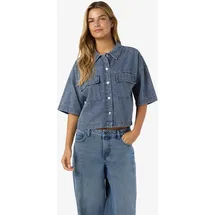 Noisy May Jeansbluse NMENZA S/S REG CROP SHIRT Blau L