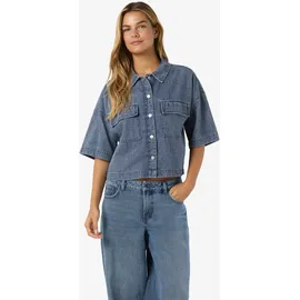 Noisy May Jeansbluse NMENZA S/S REG CROP SHIRT Blau L