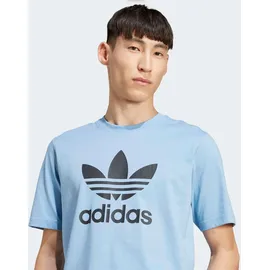 adidas T-Shirt ADIDAS ORIGINALS "TREFOIL T-SHIRT", Herren, Gr. L, ash blau, schwarz, Obermaterial: 100% Baumwolle, normal, Rundhals, Shirts T-Shirt, Basic Shirt mit großem Trefoil Logoprint