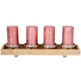 Levandeo® Adventskranz, Adventskranz Holz Lang L46cm Mango Weihnachtsdeko Kerzen Tablett