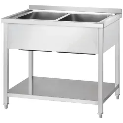 Gredil Spültisch mit Grundboden, zwei Becken DST10776A , Maße (B x T x H): 1000 x 700 x 850 mm