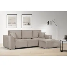 OTTO home Ecksofa OTTO HOME "BEATRICE optionale Schlafsofa mit Bettkasten, B/T/H: 265/170/86 cm", grau (taupe), B:265cm H:86cm T:170cm, 100% Polyester, Sofas, Ecksofa, L-Form, wahlweise auch mit Bettfunktion und Bettkasten