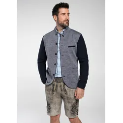 Trachtenstrickjacke SPIETH & WENSKY "Trachtenjacke "Felton"", Herren, Gr. 56, blau, 95% Polyester;5% Elasthan, unifarben, Basic, regular fit, Langarm, Strickjacken