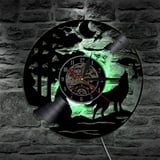 YUN Clock Wanduhr Aus Vinyl Schallplattenuhr Upcycling LED Wolf Familien Dekoration 3D Design-Uhr Wohnzimmer Schlafzimmer Restaurant Wand-Deko Schwarz : 30 cm