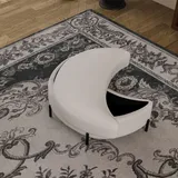 Aufbewahrungsbank 86 X 47,5 X 43 Cm ‚Äì Halbmondf√∂rmiger Hocker Mit Stauraum Und Ablagefläche ‚Äì Beistelltisch ‚Äì Bettvorleger ‚Äì Wohnzimmer, Eingangsbereich ‚Äì Chenille Beige