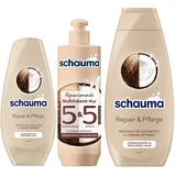 Schauma 5&5 Reparierende Multitalent-Kur (300 ml) Haarmaske & Schwarzkopf Reparatur-Shampoo Repair & Pflege (400 ml) Kokos-Extrakt & Spülung Repair & Pflege (250 ml) pflegt Haare