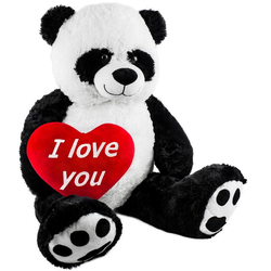 BRUBAKER Kuscheltier XXL Panda Teddy 100 cm groß mit I Love You Herz (1-St., riesiger Teddybär), Stofftier Plüschtier Panda Bär