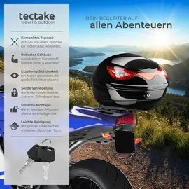 Tectake tectake® Motorradkoffer Sergej Volumen 22 l, großer Reflektor Schwarz