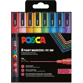 Posca Acrylmarker Set 8 St. Glitzer Weiß