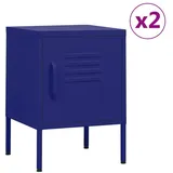 vidaXL Nachttische 2 Stk. Marineblau 35x35x51 cm Stahl