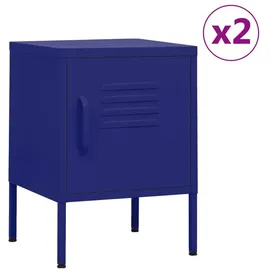 vidaXL Nachttische 2 Stk. Marineblau 35x35x51 cm Stahl