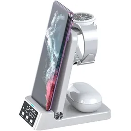 Lobwerk 4in1 induktive Ladestation Wireless Charger Ladegerät Digitaluhr Docking,
