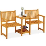 relaxdays Gartenbank relaxdays 10038647 Gartenbank mit Tisch hellbraun - 161cm braun