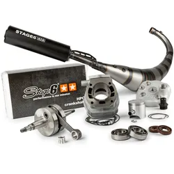Motorpack Zylinder + Kurbelwelle + Auspuff Stage6 Streetrace 88cc Hub 45mm Derbi Euro 2