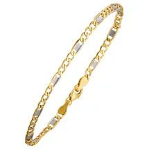Jobo Steg-Panzerarmband bicolor 333 Gelbgold 19 cm