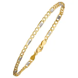 Jobo Steg-Panzerarmband bicolor 333 Gelbgold 19 cm
