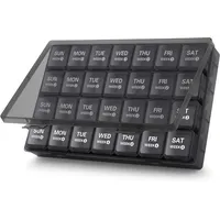 VVM Monatlicher Pillen-Organizer 28-Tage-Pillenbox, großer Medikamenten-Organizer für 4 Wochen, Ein-Monats-Pillenbox mit staubdichtem Behälter für Pillen/Vitamine/Nahrungsergänzungsmittel, Schwarz, 1 Stück