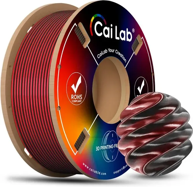 CAILAB 3D-Drucker Filament PLA Silk Zweifarbig - Rot & Schwarz
